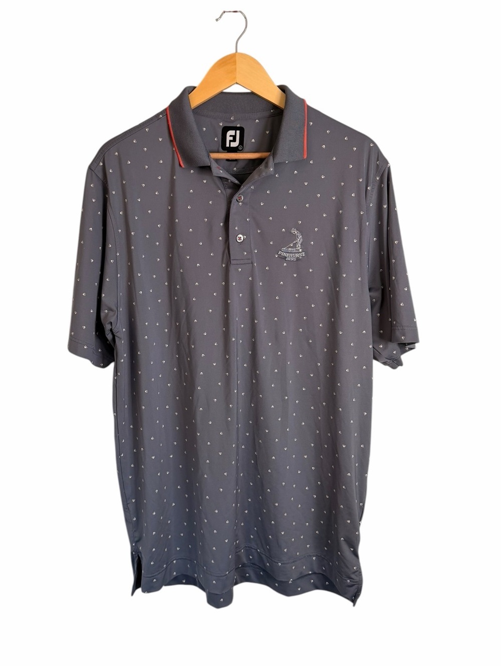 FootJoy Push Play Print Lisle Knit Collar Golf Polo Graphite/White Mens Large